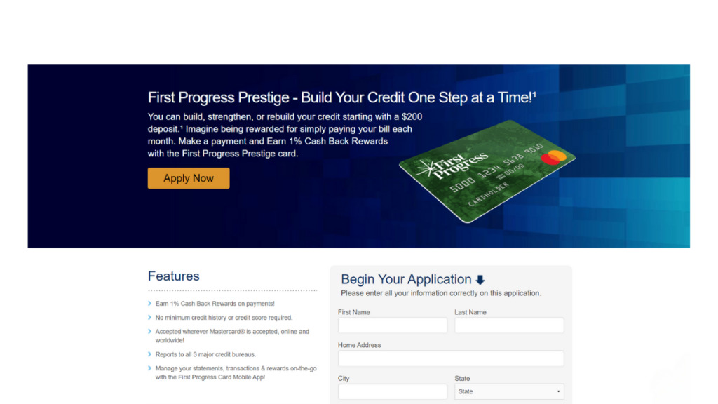 First Progress Platinum Prestige Mastercard® Secured Credit Card