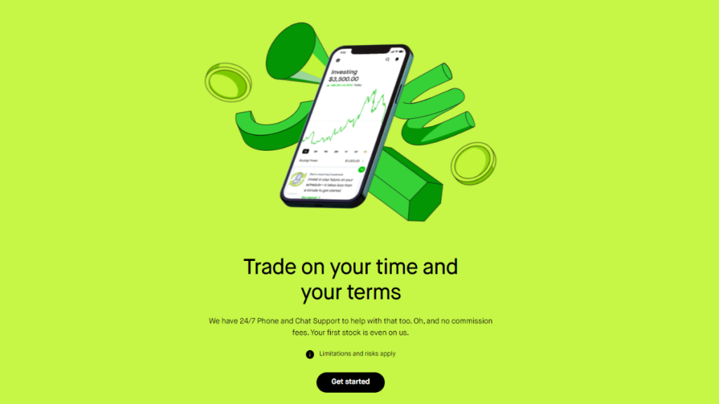 Robinhood Investing App homepage