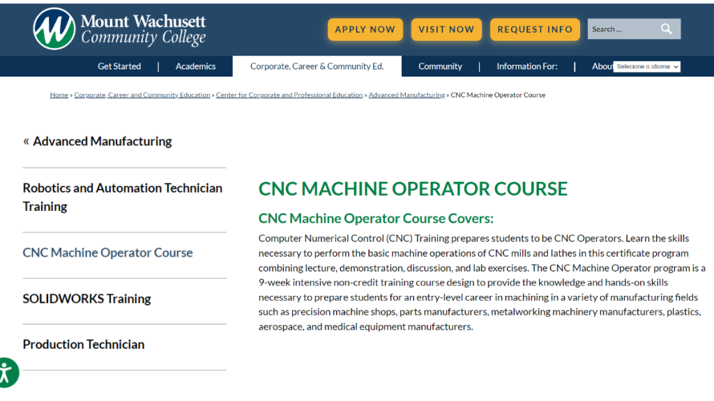 CNC Machine Operator Course by MWCC